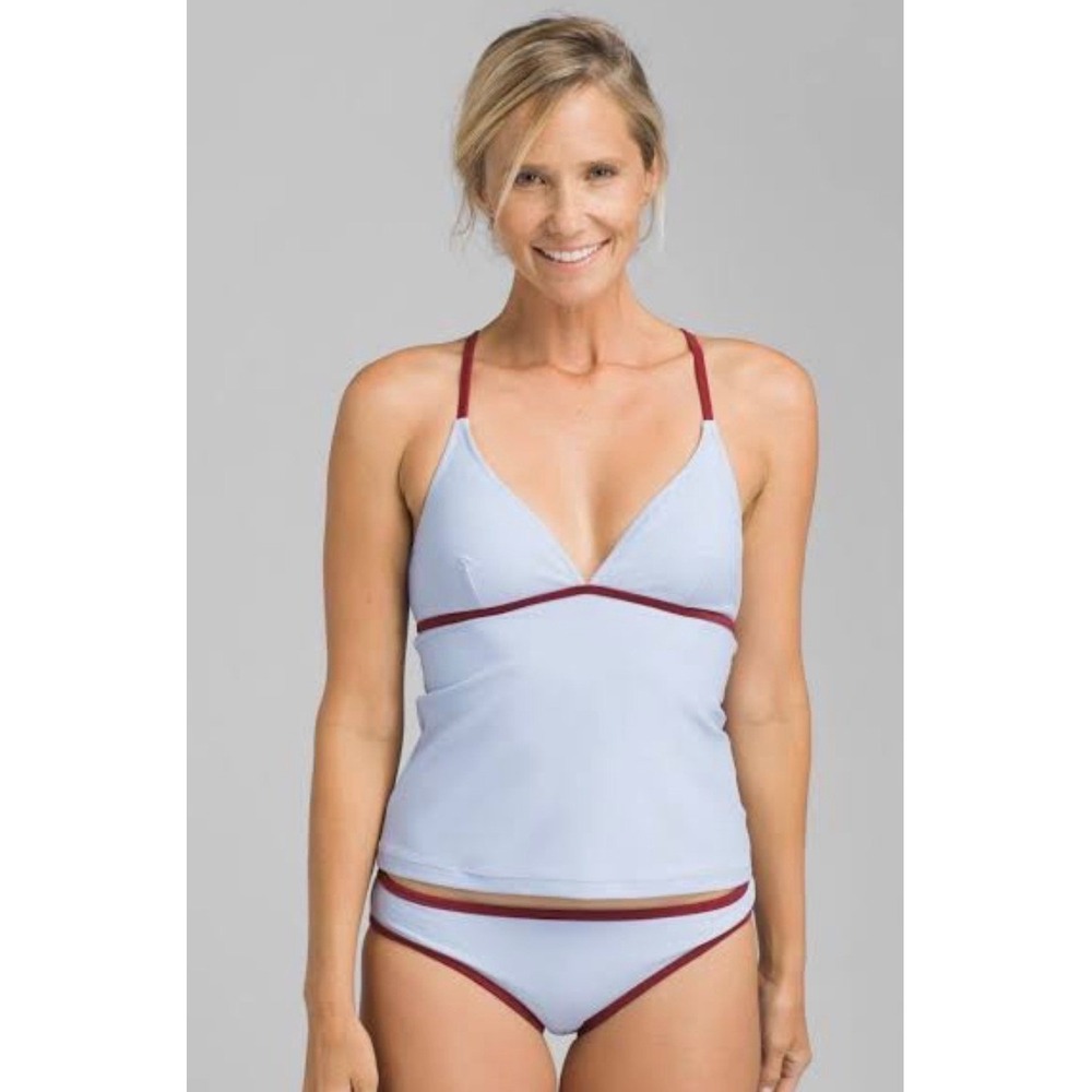 Prana Tankini Top Women S Light Blue Strappy Back W13191262 Recycled Swimwear